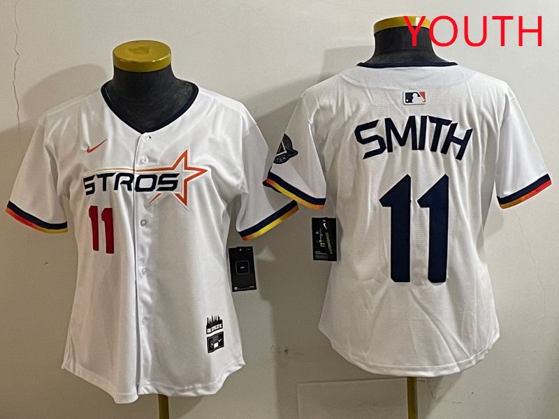 Youth Houston Astros #11 Smith White three generations Joint Name Nike 2025 MLB Jersey style 2